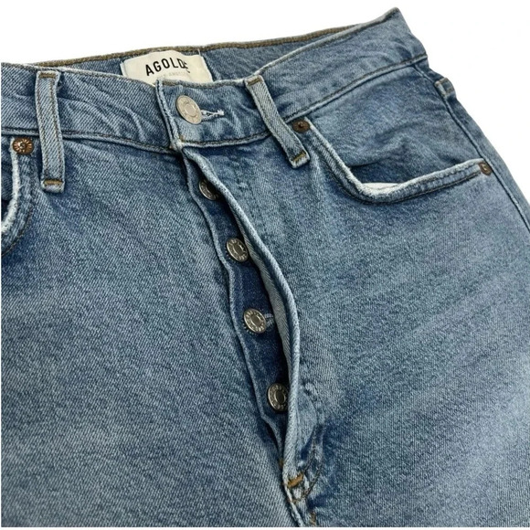 AGOLDE Riley High Rise Straight Leg Jeans in Whiplash Blue Denim Size 26 - Picture 6 of 10